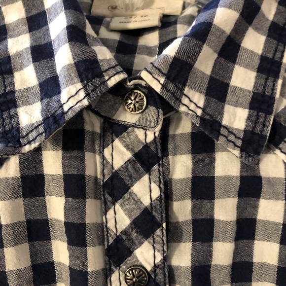 Ariat western style dark blue white checkered fitted long sleeve button fron top - Picture 8 of 16